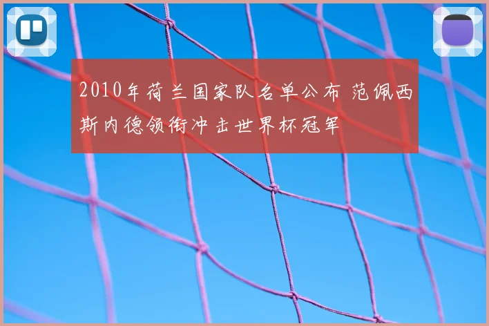 2010年荷兰国家队名单公布 范佩西斯内德领衔冲击世界杯冠军